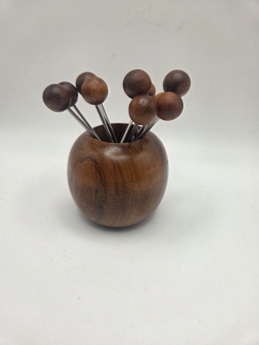 Vintage Oliv Art MCM Picks And Holder Olivewoid Bareware/Charcuterie